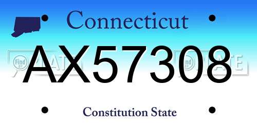 AX57308 Connecticut License Plate