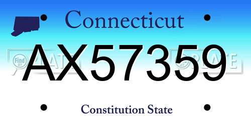 AX57359 Connecticut License Plate