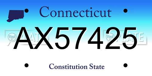 AX57425 Connecticut License Plate