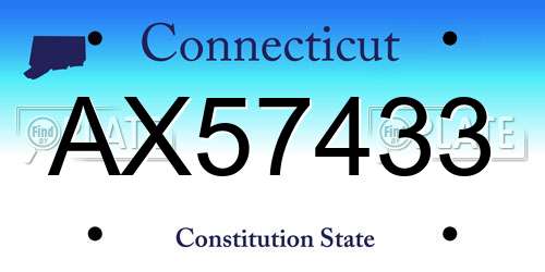 AX57433 Connecticut License Plate