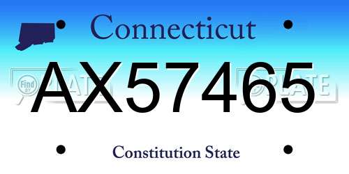 AX57465 Connecticut License Plate