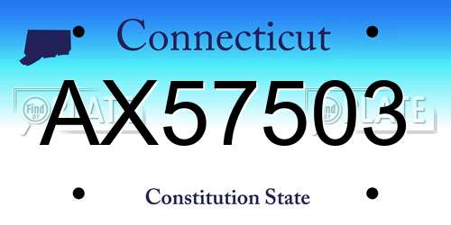 AX57503 Connecticut License Plate