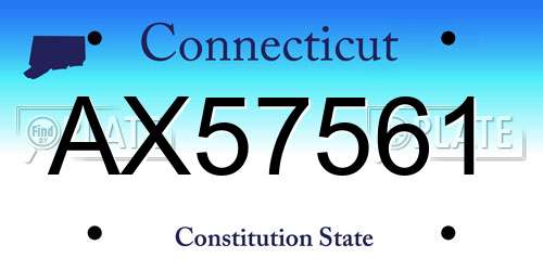 AX57561 Connecticut License Plate