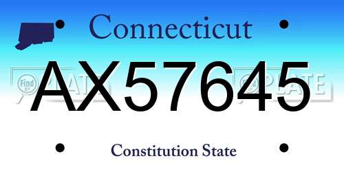 AX57645 Connecticut License Plate