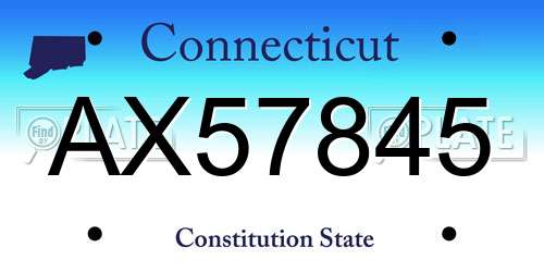AX57845 Connecticut License Plate
