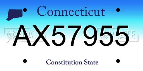 AX57955 Connecticut License Plate