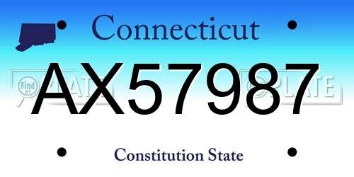 AX57987 Connecticut License Plate