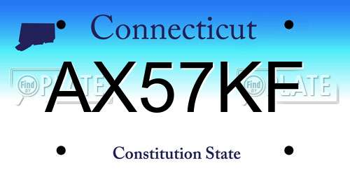 AX57KF Connecticut License Plate