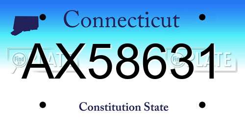 AX58631 Connecticut License Plate