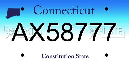 AX58777 Connecticut License Plate