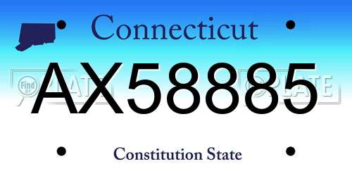 AX58885 Connecticut License Plate