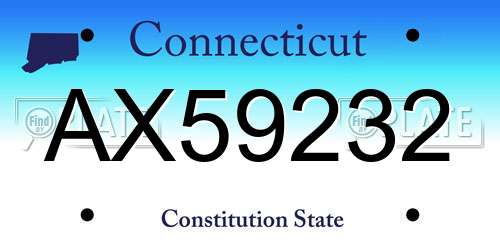 AX59232 Connecticut License Plate