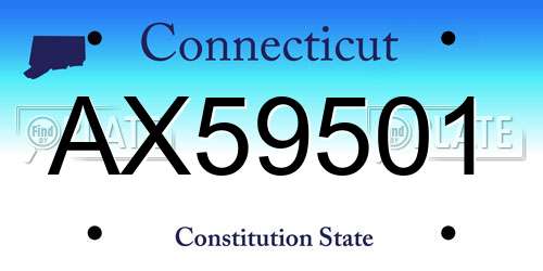 AX59501 Connecticut License Plate