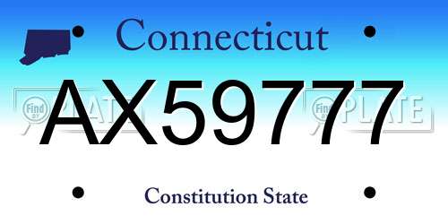 AX59777 Connecticut License Plate