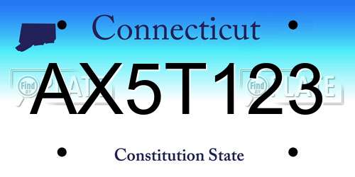 AX5T123 Connecticut License Plate