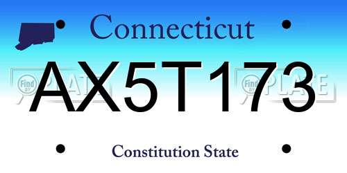 AX5T173 Connecticut License Plate