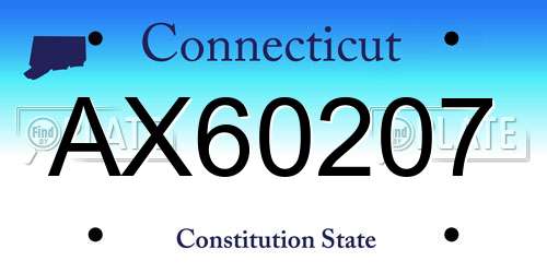 AX60207 Connecticut License Plate