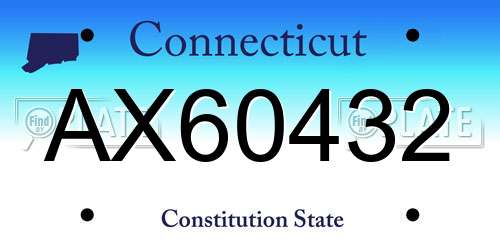 AX60432 Connecticut License Plate