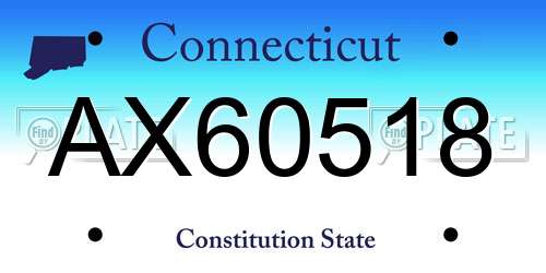 AX60518 Connecticut License Plate