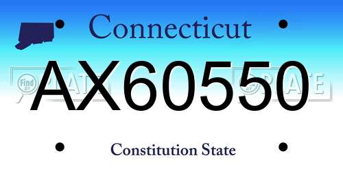 AX60550 Connecticut License Plate