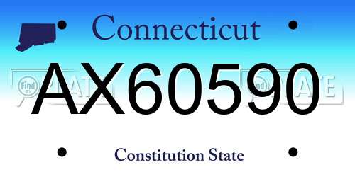 AX60590 Connecticut License Plate