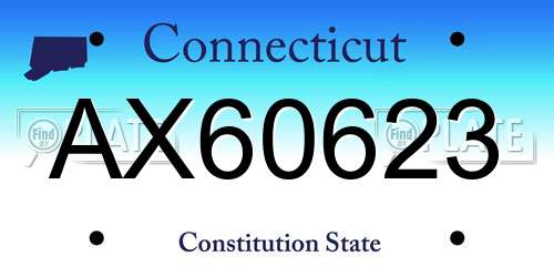 AX60623 Connecticut License Plate