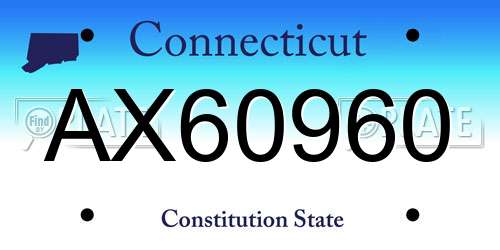 AX60960 Connecticut License Plate