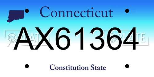 AX61364 Connecticut License Plate