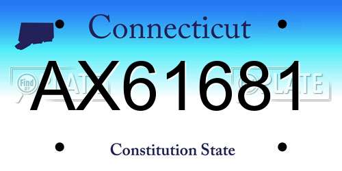 AX61681 Connecticut License Plate