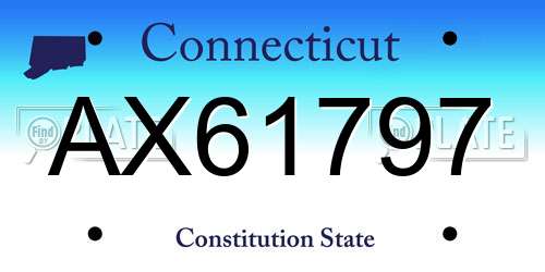 AX61797 Connecticut License Plate