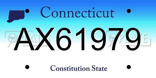 AX61979 Connecticut License Plate