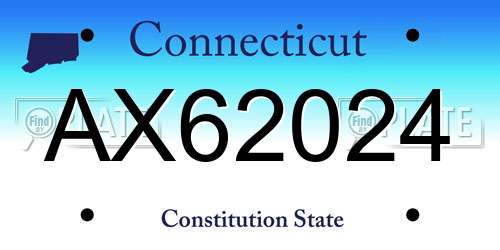 AX62024 Connecticut License Plate