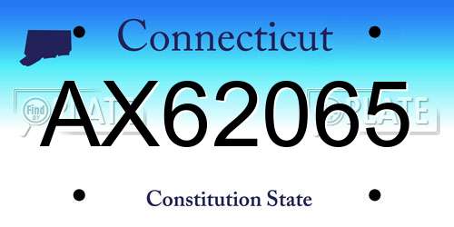 AX62065 Connecticut License Plate