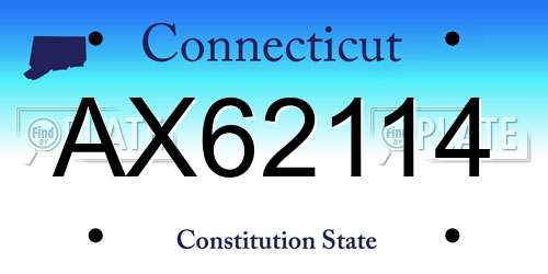 AX62114 Connecticut License Plate