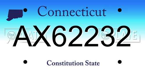 AX62232 Connecticut License Plate