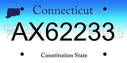 AX62233 Connecticut License Plate