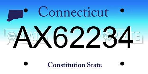 AX62234 Connecticut License Plate