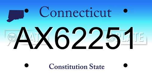 AX62251 Connecticut License Plate