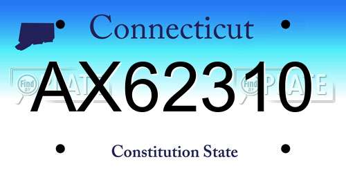 AX62310 Connecticut License Plate