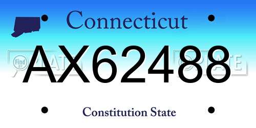 AX62488 Connecticut License Plate