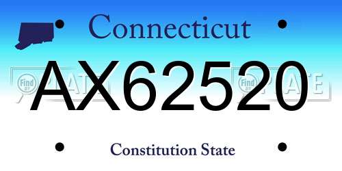 AX62520 Connecticut License Plate