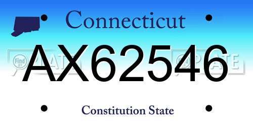 AX62546 Connecticut License Plate