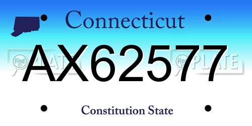 AX62577 Connecticut License Plate