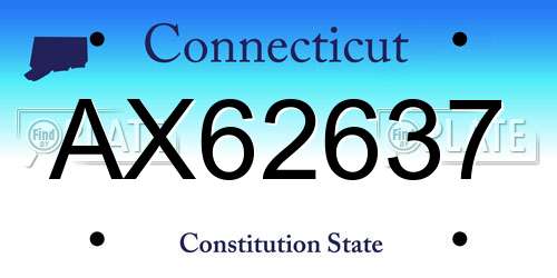 AX62637 Connecticut License Plate