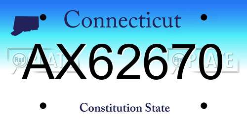 AX62670 Connecticut License Plate