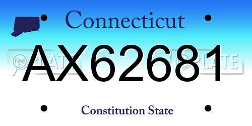 AX62681 Connecticut License Plate