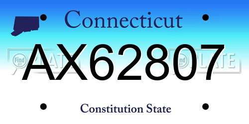 AX62807 Connecticut License Plate