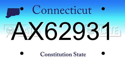 AX62931 Connecticut License Plate