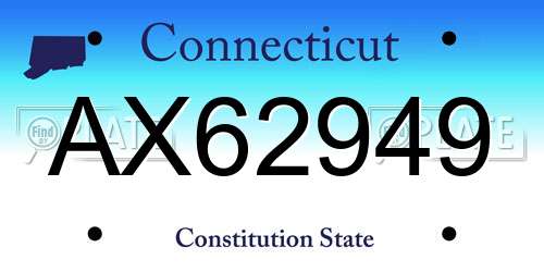 AX62949 Connecticut License Plate