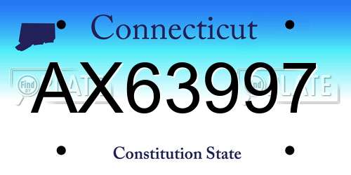 AX63997 Connecticut License Plate
